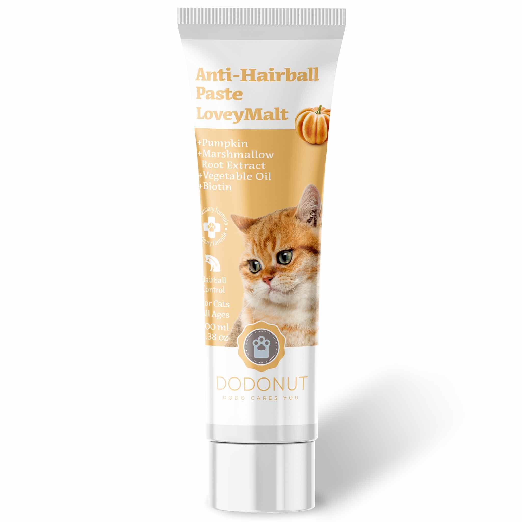 Kediler titiz hayvanlardır ve kendilerini temizlemek için dillerini kullanırlar. Bu durum kedilerin sindirim sistemlerinde zamanla tüy birikmesine ve bazen de tüy tıkanması sonucu ağrı ve rahatsızlığa neden olur. Aynı zamanda atık eliminasyonu etkisini azalttığı için kabızlık oluşabilir. Dodonut Lovey, sindirim sistemini desteklemeye yardımcı olur, içeriğinde bulunan ekstra lif kaynağı olan Hatmi Çiçeği Kökü ve Kaygan Karaağaç Kabuğu ile dostunuzun tüy yumağını kolayca gidermesine katkı sağlar.