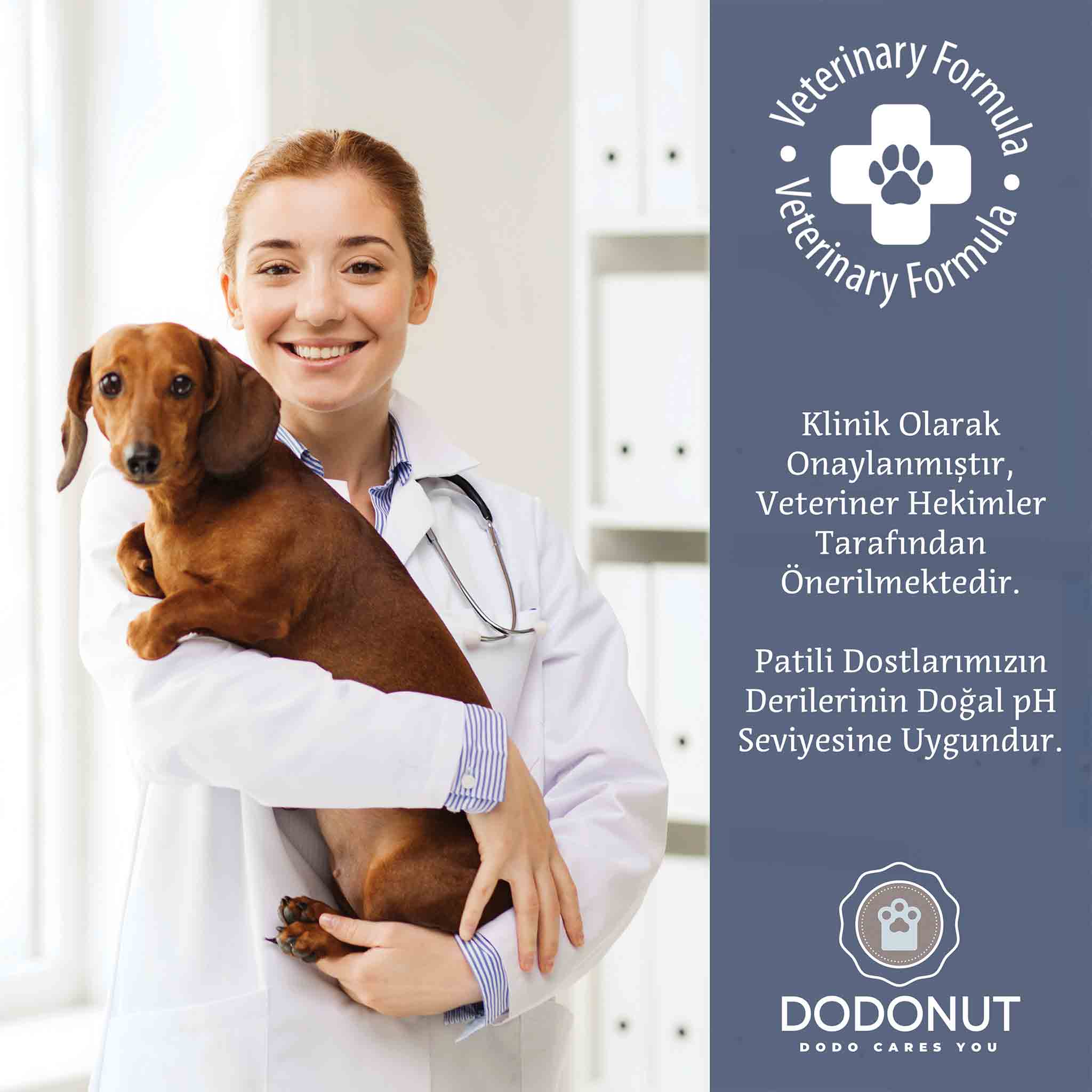 Dodonut Pure&amp;Care, hassas ciltlere sahip kedi ve köpekler için özel olarak geliştirilmiş doğal ve hipoalerjenik bir şampuandır.