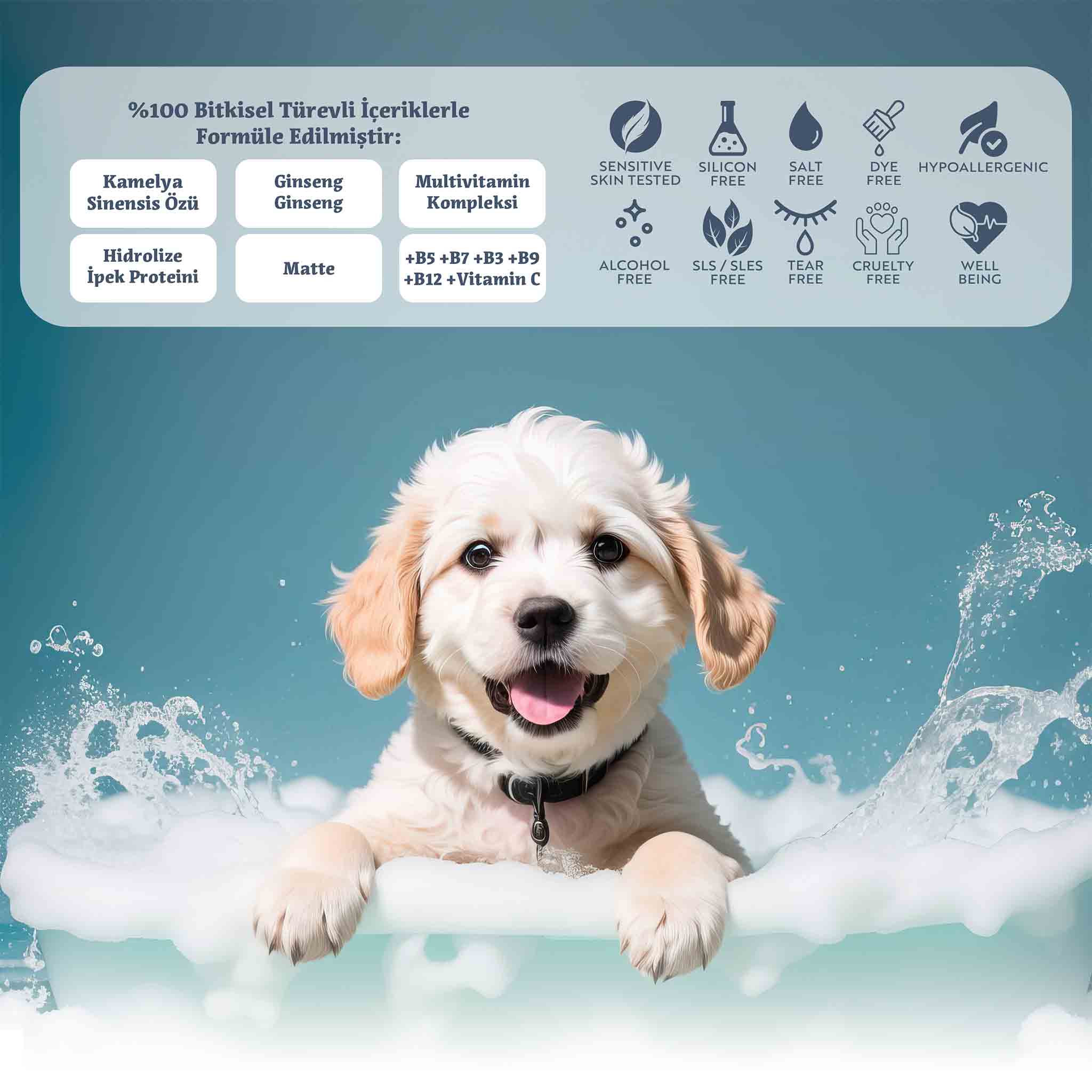 Pure&Care Hassas Ciltler ve Yavru Kedi Köpekler İçin Hipoalerjenik Doğal Şampuan, 250 ML