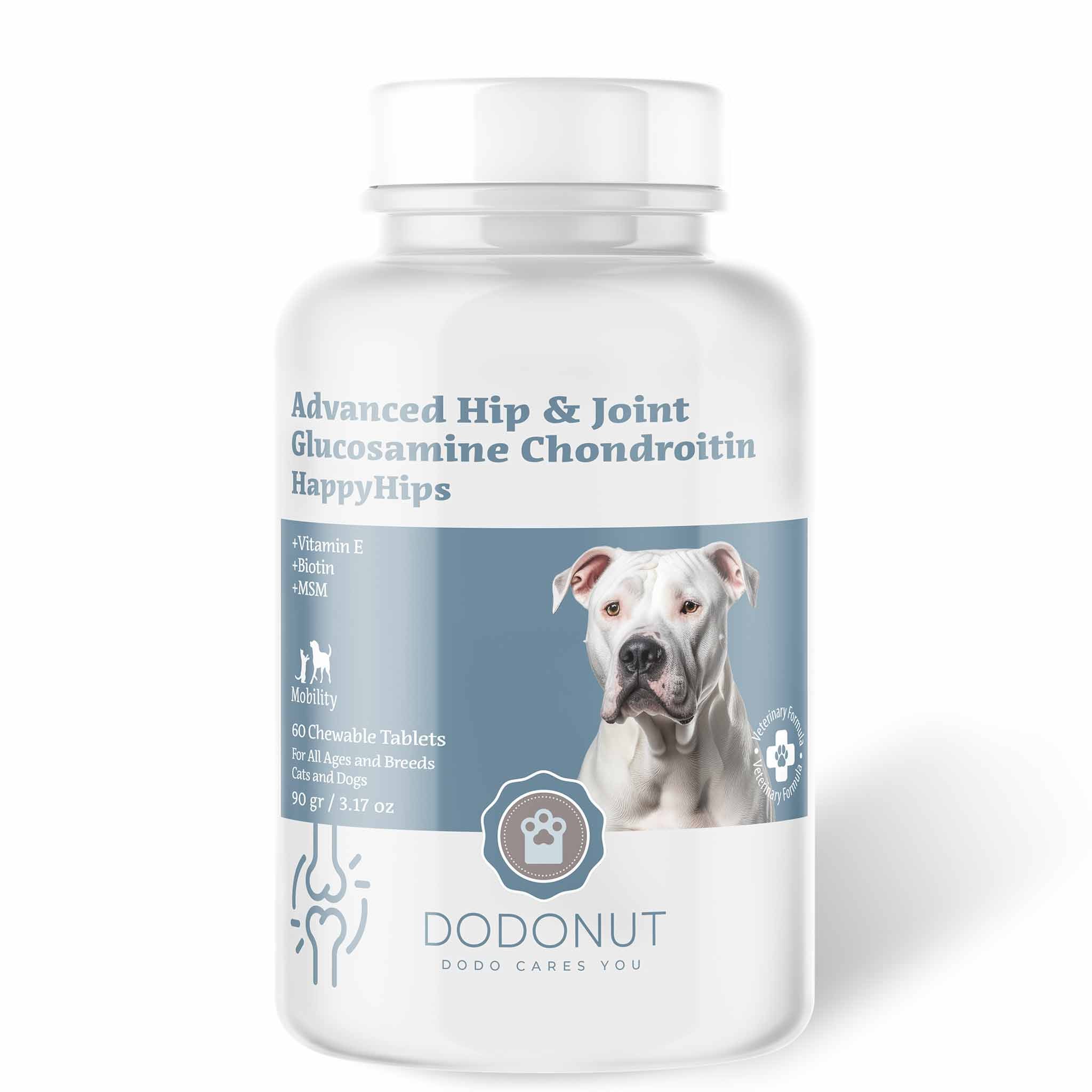 HappyHips Kedi ve Köpek Eklem&Kas Sağlığı Besin Takviyesi, Glukozamin, 60 Tablet